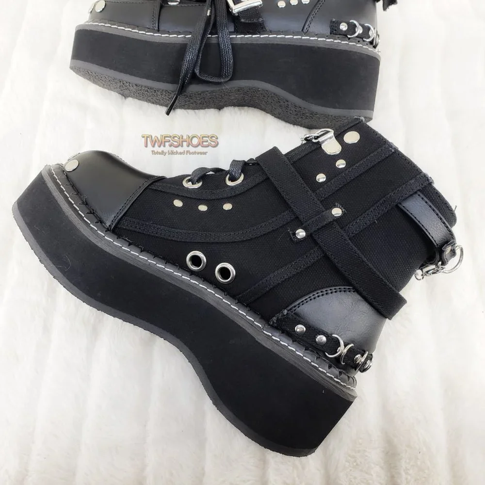 Emily Cut Out Platform Sandal Boots Goth Punk Ankle Boots - Picture 3 of 15